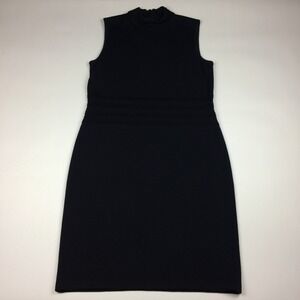 St John Collection Dress‎ Womens 8 Santana Knit Midi Sheath Navy Blue USA